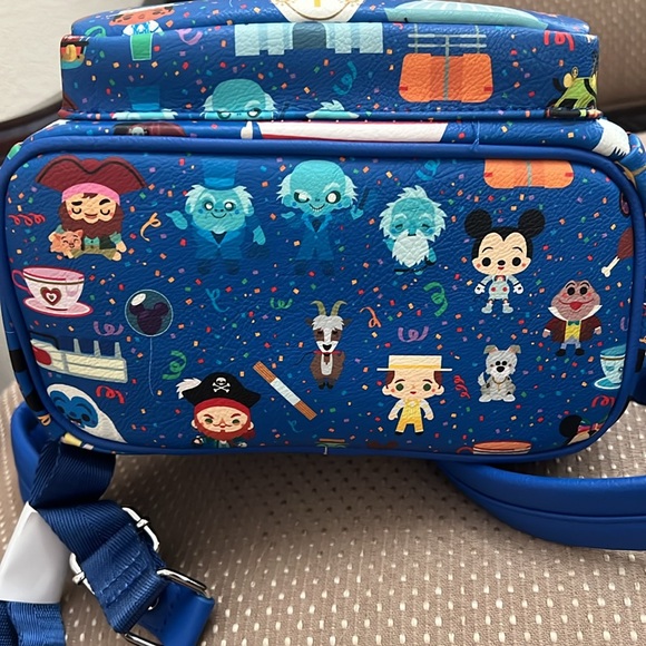 Disney Parks Loungefly Chibi character backpack NWOT royal blue multicolor - Picture 7 of 10